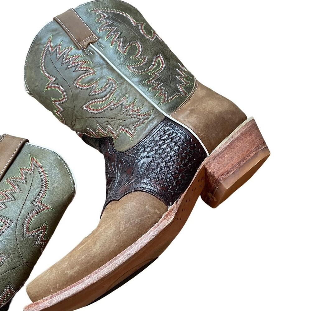 Rockin Leather Cowboy Boots Mens Size 8 Leather Western Cowboy Country - Picture 5 of 5